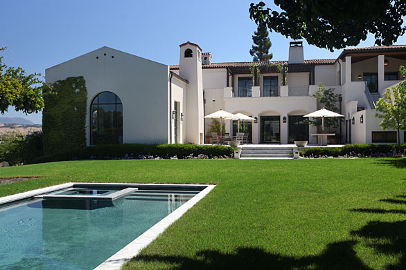 Contemporary Hacienda Pool and view of house